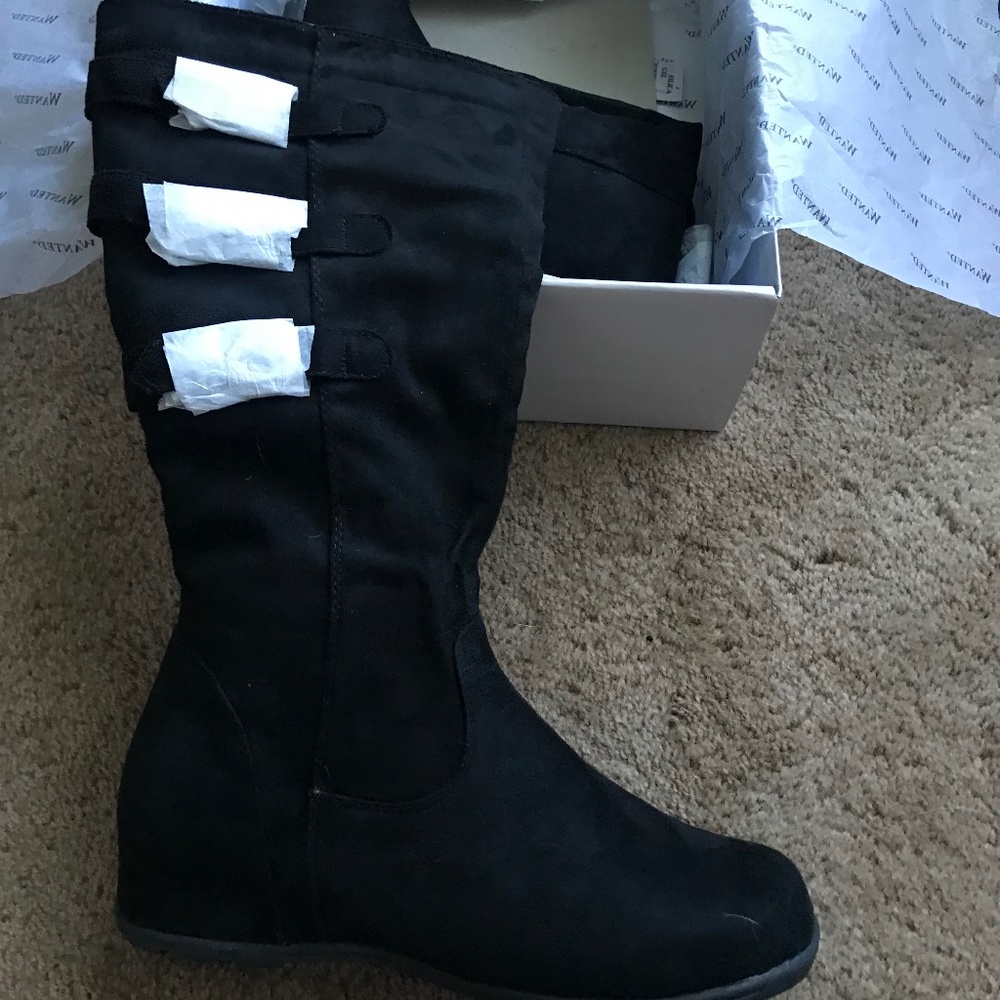 Wanted Sadder Black Knee High Boots